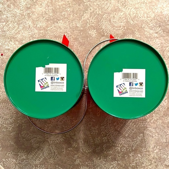 Brand New Set of 2 Christmas Tree Paint Can Cookie Holder Gift Set See Thru Red - Picture 11 of 12